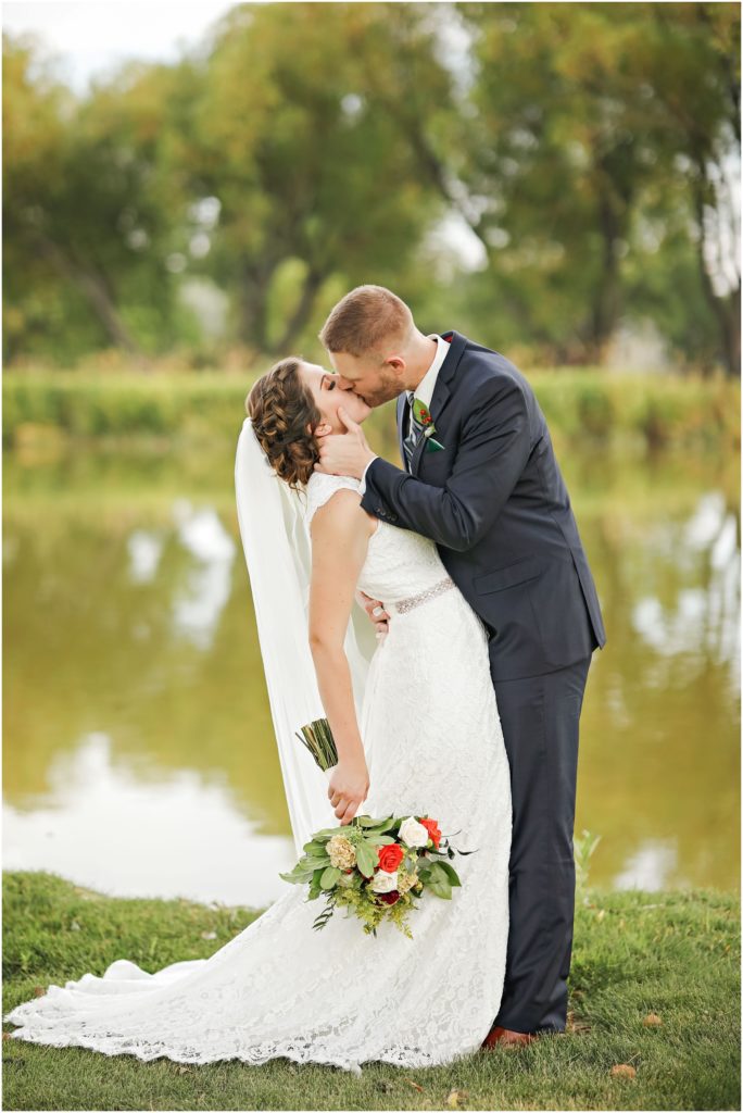Yellowstone Country Club Wedding Bride and Groom Kissing