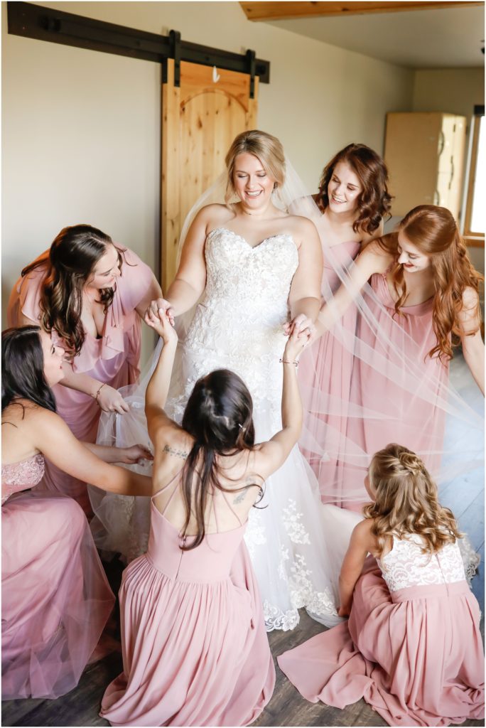 Camelot Ranch Fall Wedding Bridal Party and Bride Getting Ready