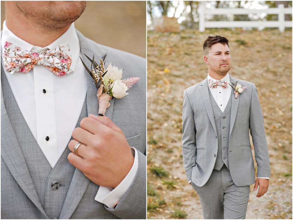 Camelot Ranch Fall Wedding Groom and Boutonniere