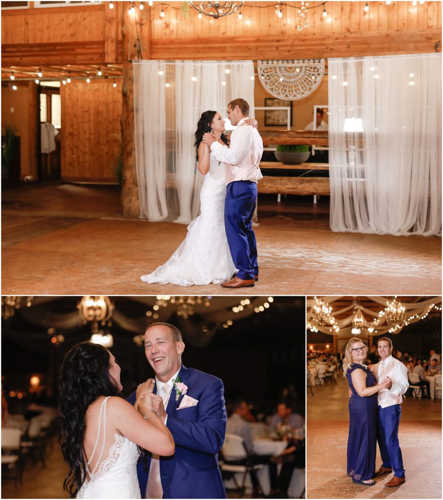 Romantic Swift River Wedding Bride and Groom First Dance Father Daughter Dance Mother Son Dance
