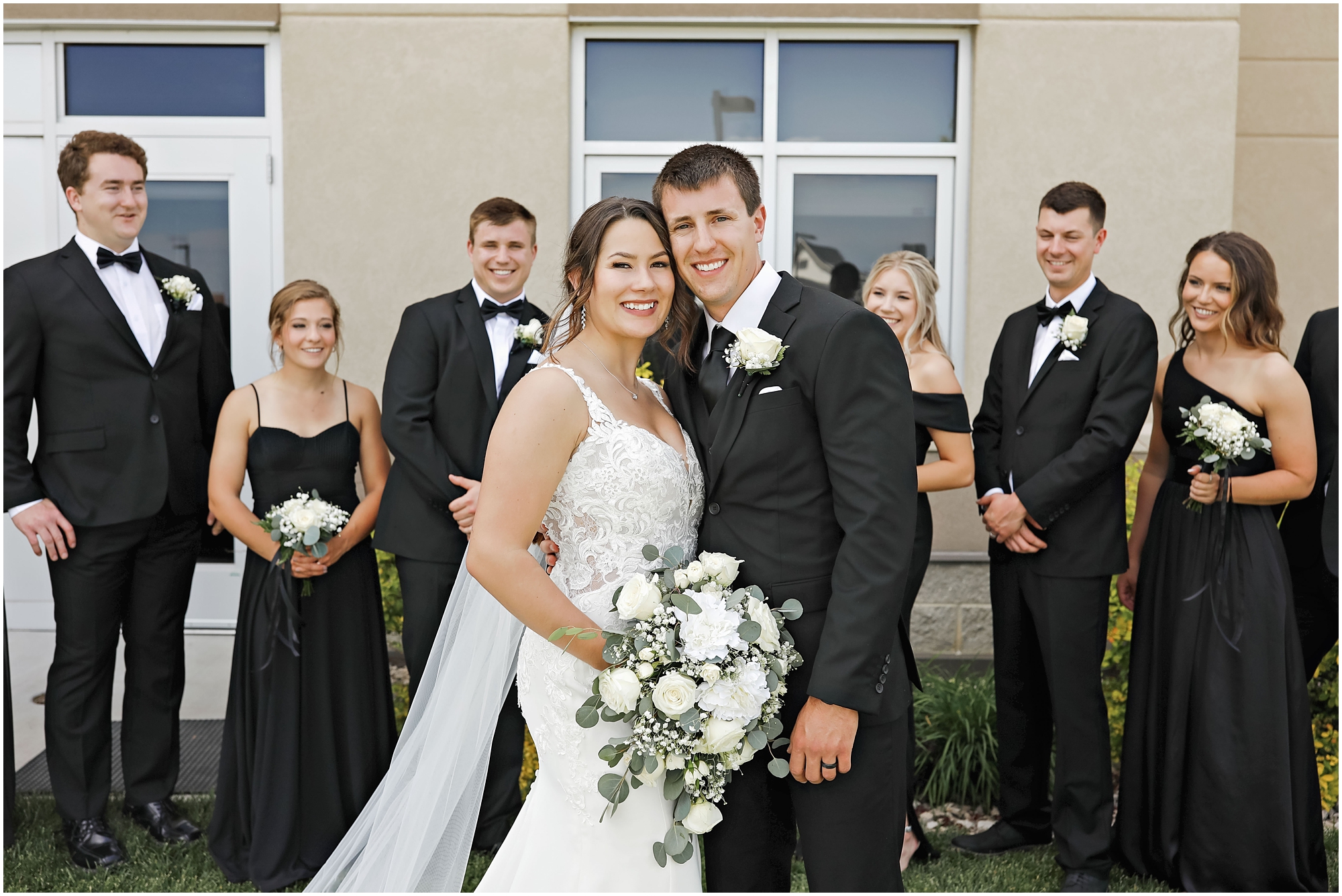 Bride and Groom in black and white wedding attire