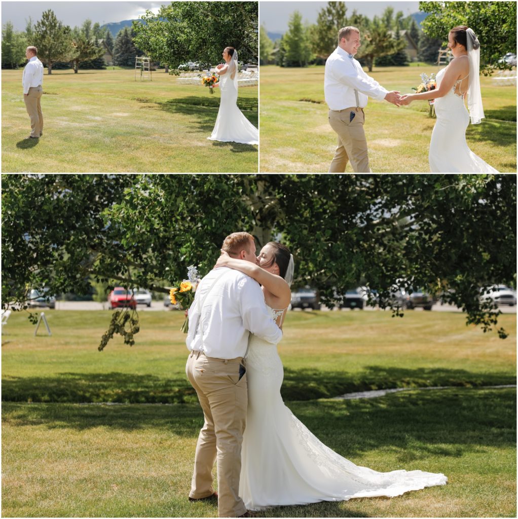 Red Lodge Mountain Wedding Bride and Groom First Look