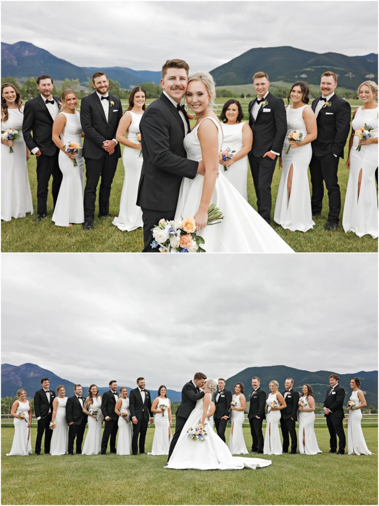 Wedding Party in Black and White outfits at Venue 406 Wedding