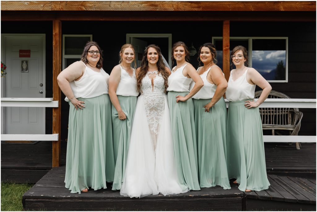 Green Wildflower Wedding Bride and Bridesmaids