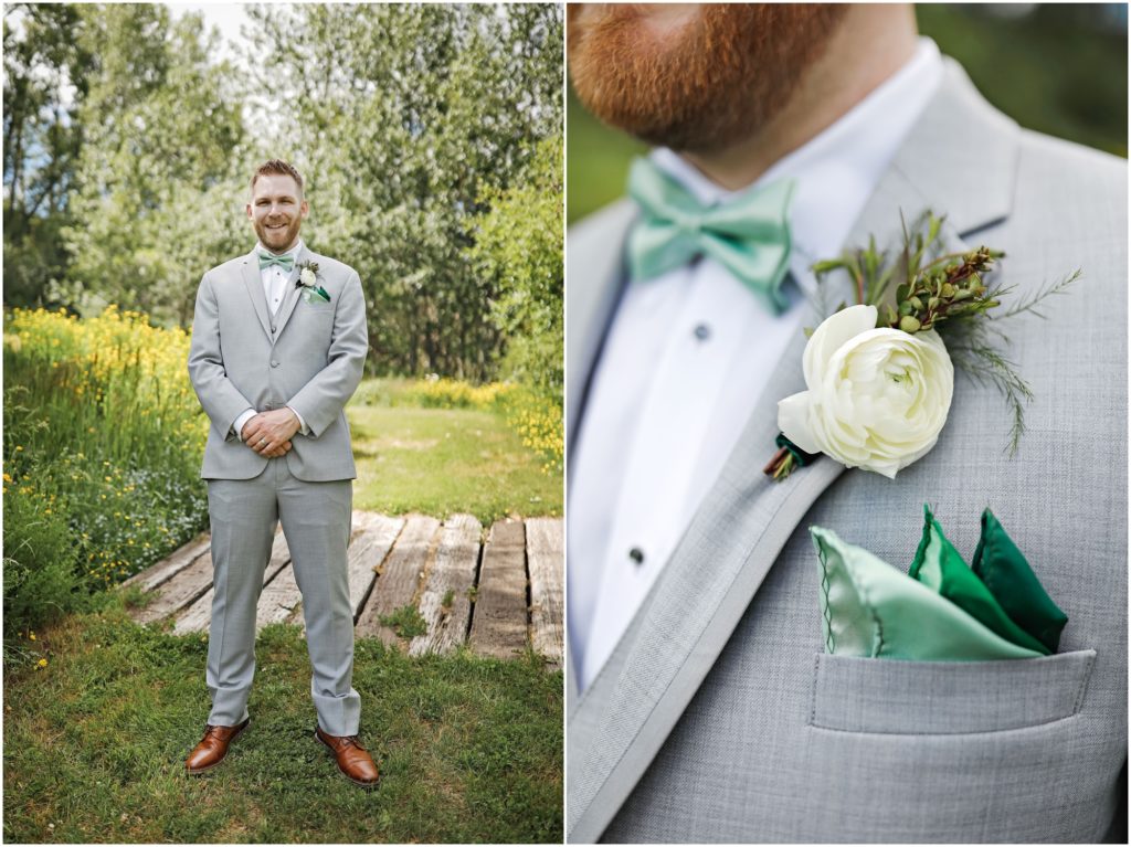 Green Wildflower Wedding Groom