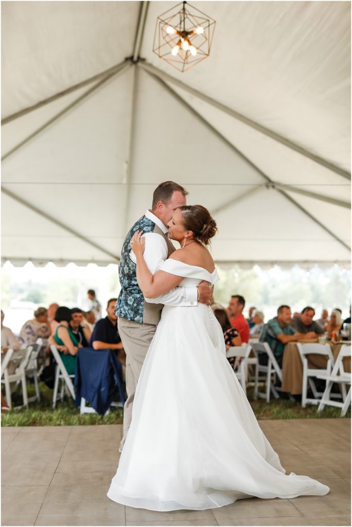 Missoula Wedding Bride and Groom dancing at the reception in a tent