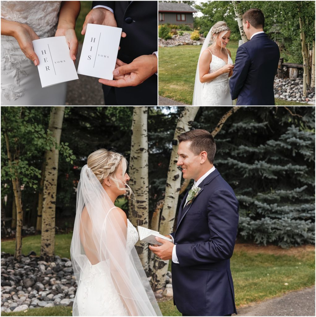 Rockin TJ Ranch Wedding Bride and Groom reading vows