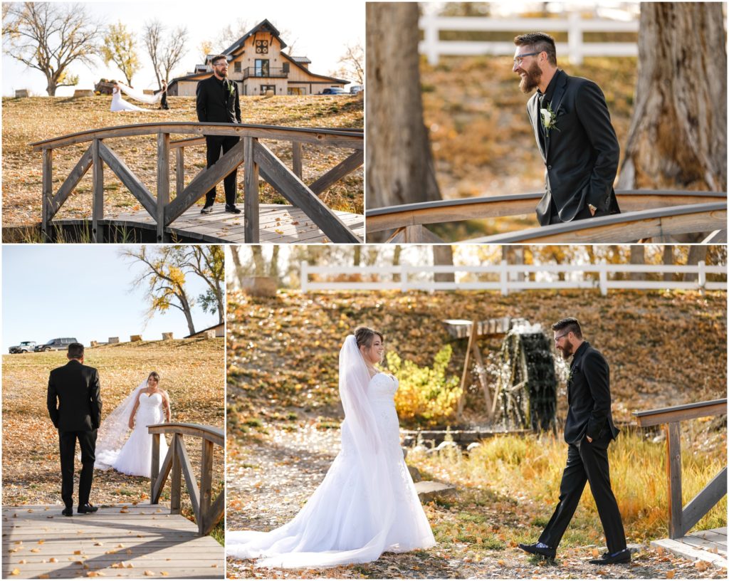 Fall Camelot Ranch Wedding Bride and Groom First Look