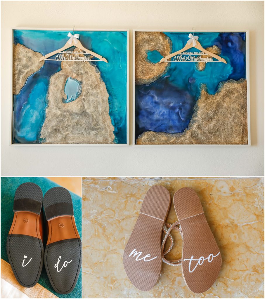 Mexican Destination Wedding Hangers and Shoes I Do Me Too