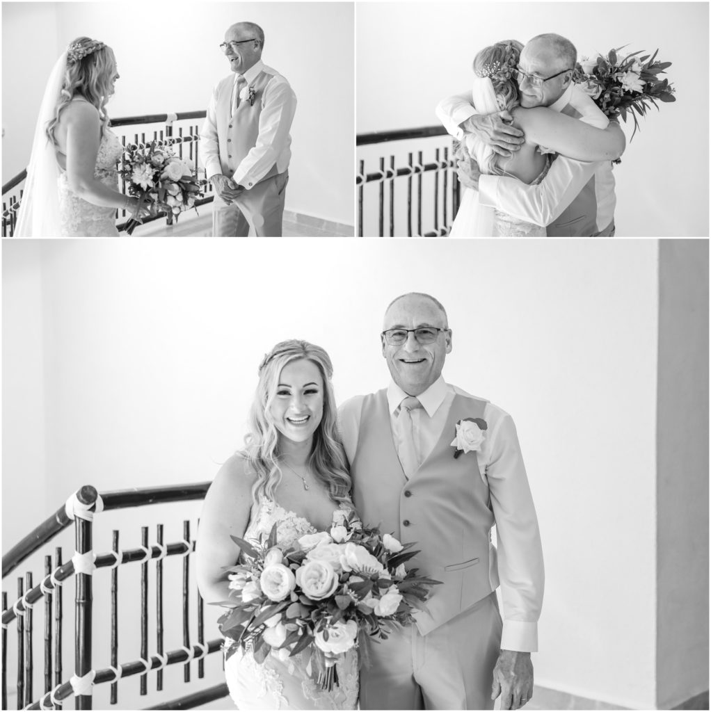 Mexican Destination Wedding First Look with Bride and Father