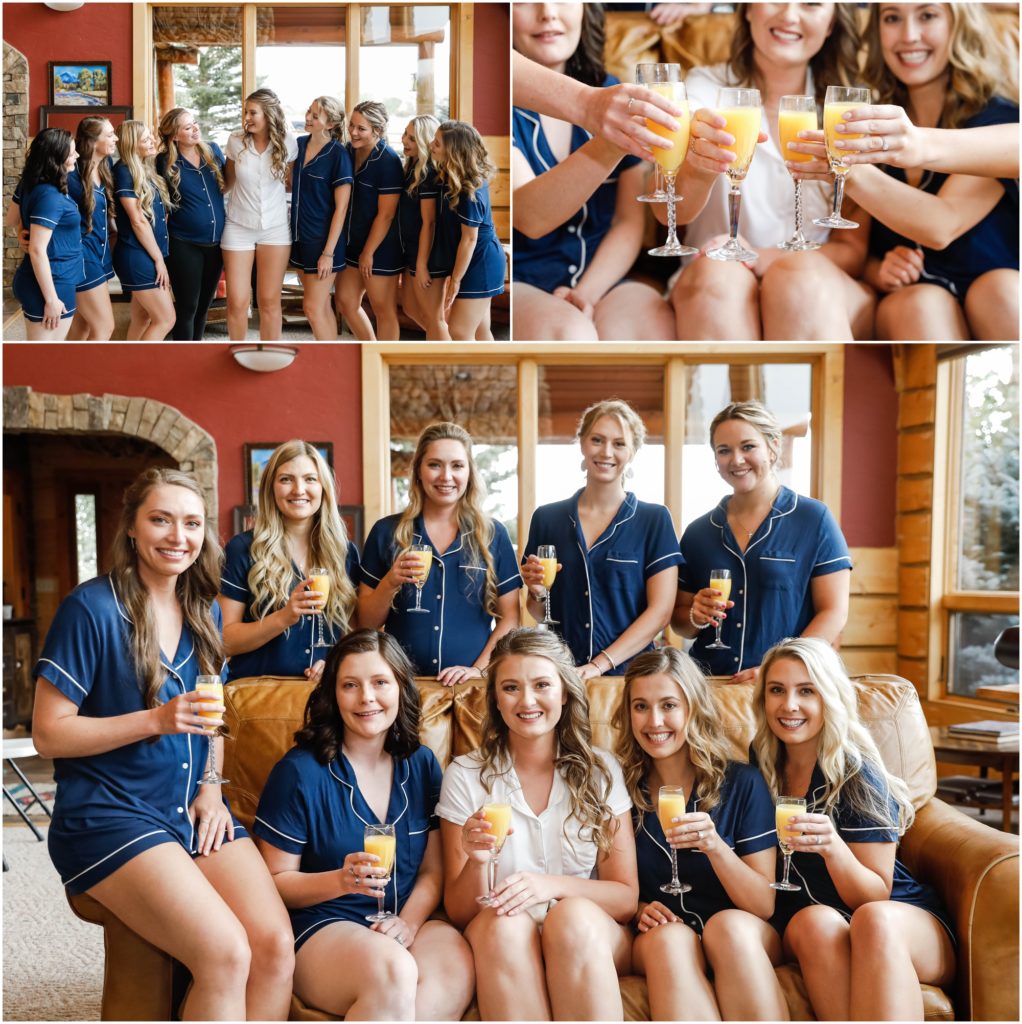Wyoming Summer Wedding Bride and Bridesmaids Getting Ready and Toasting