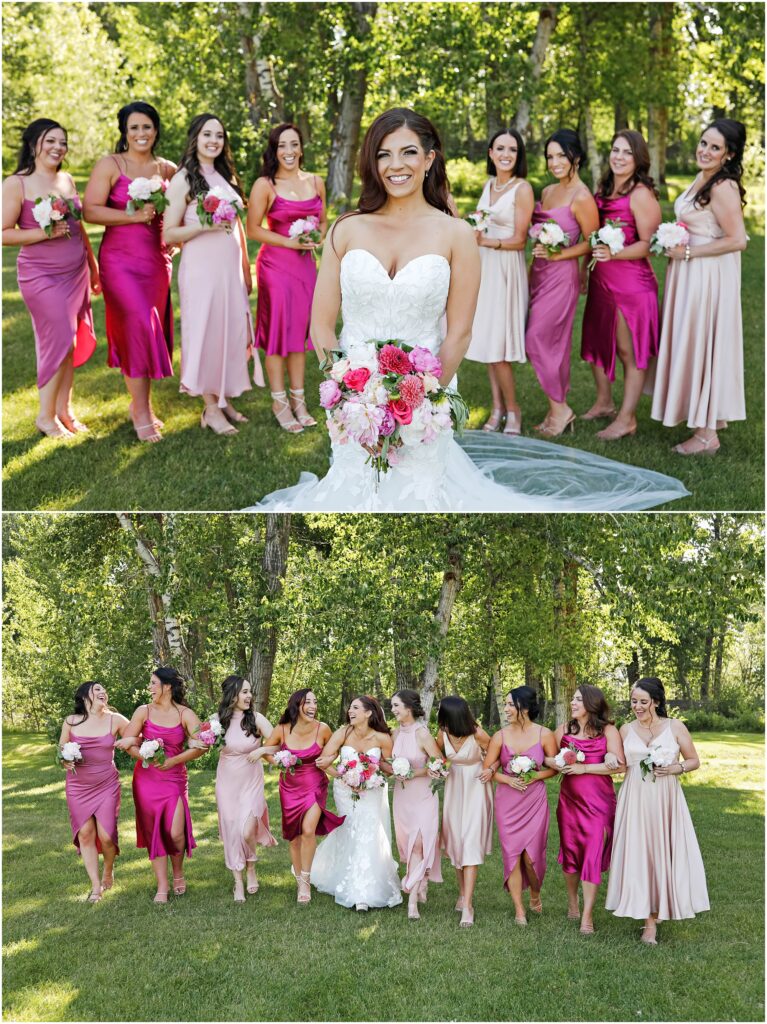 Bozeman Wedding Bride & Bridesmaids at Rockin TJ Ranch