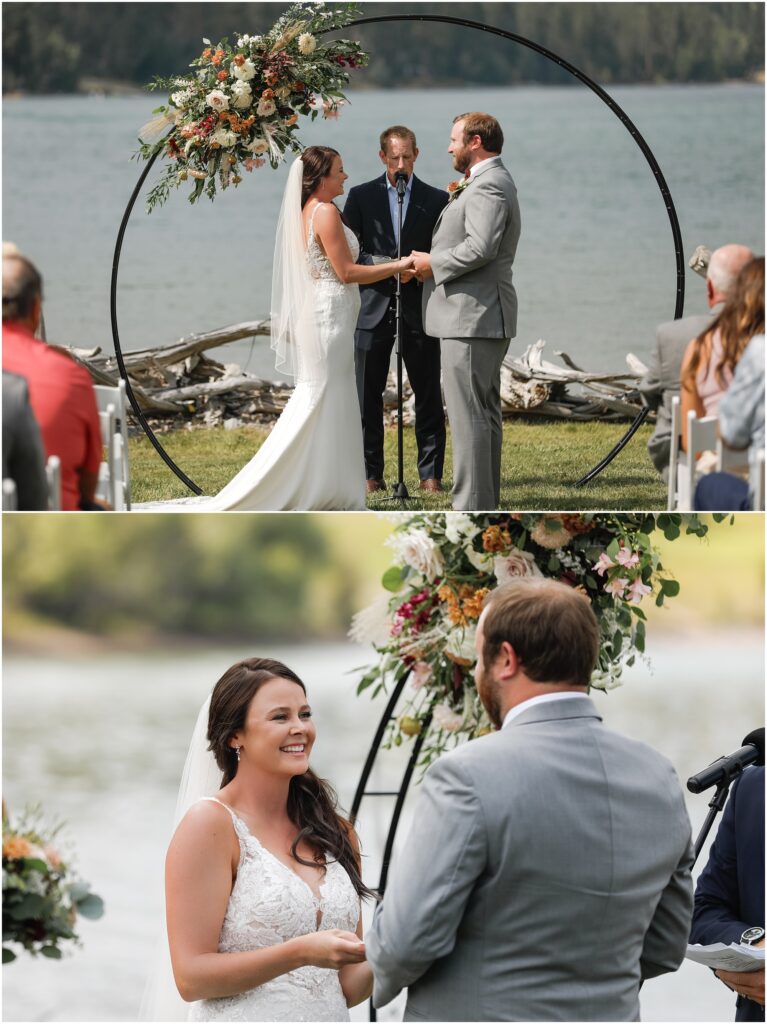 Flathead Lake Wedding Bride & Groom at Ceremony