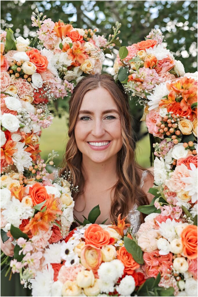 Red Lodge Mountain Wedding Bride surrounded by flowers