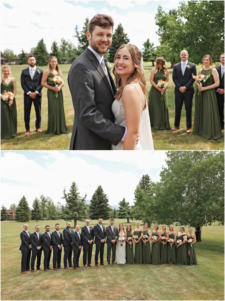 Red Lodge Mountain Wedding Bride and Groom with Bridal Party Photos