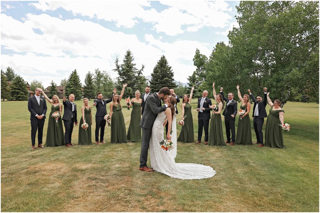 Red Lodge Mountain Wedding Bride and Groom with Bridal Party Photos