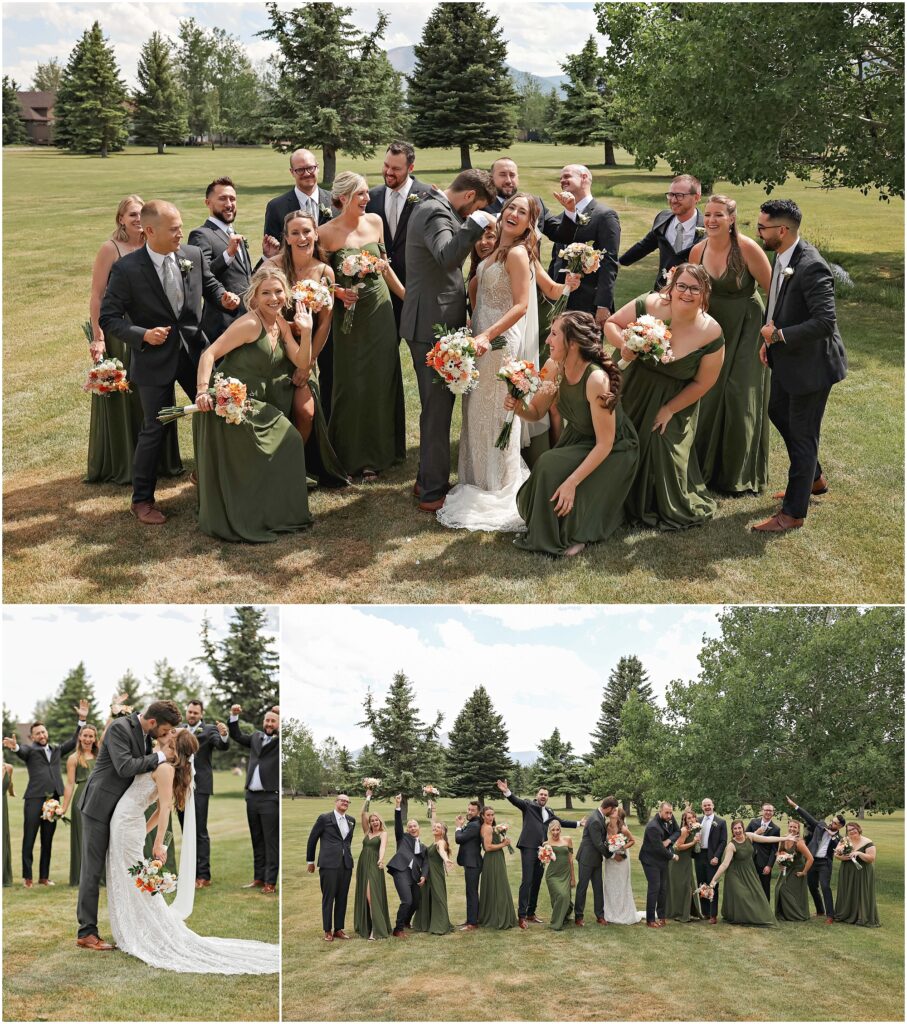 Red Lodge Mountain Wedding Bride and Groom with Bridal Party Photos