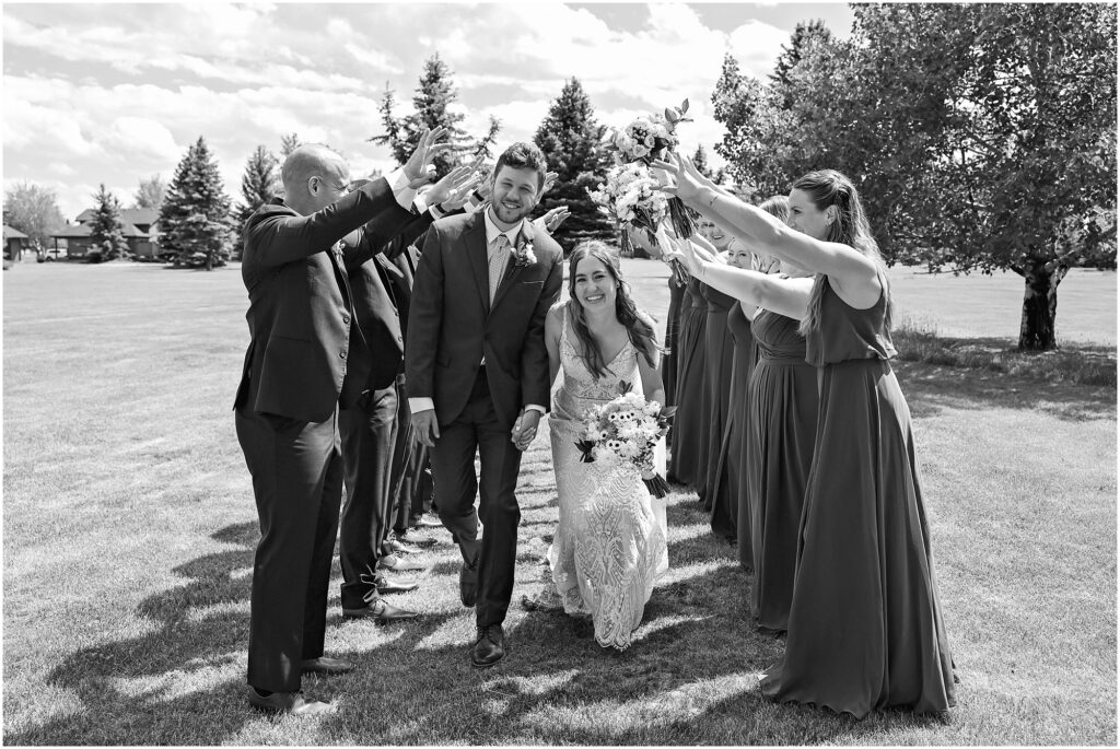 Red Lodge Mountain Wedding Bride and Groom with Bridal Party Photos