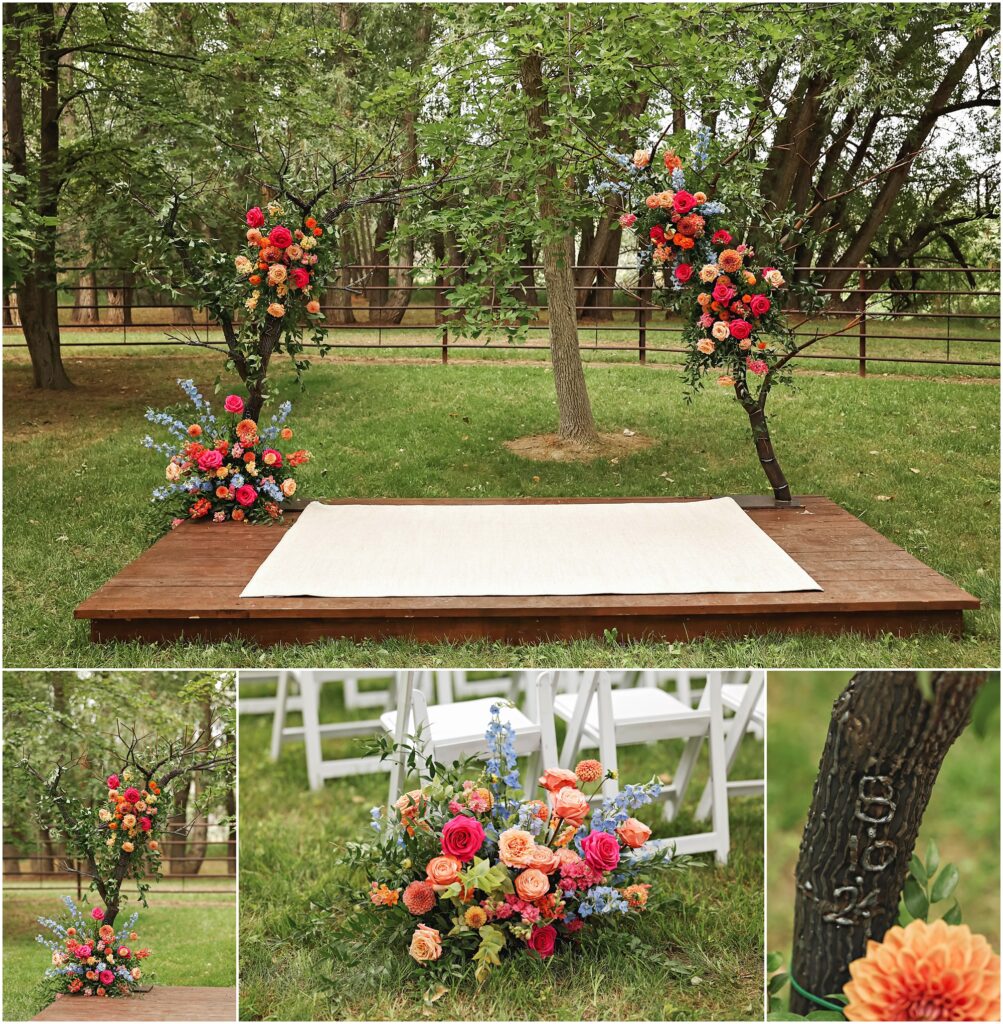 Classy Front Yard Wedding Ceremony with Floral Arch