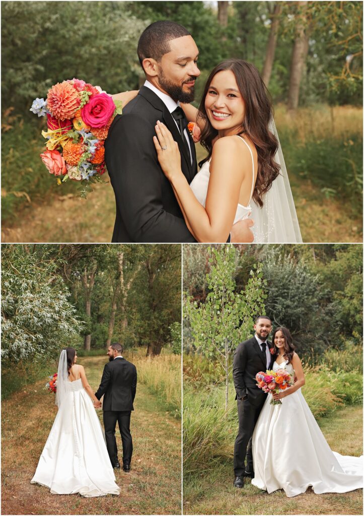 Classy Front Yard Wedding Bride and Groom Portraits