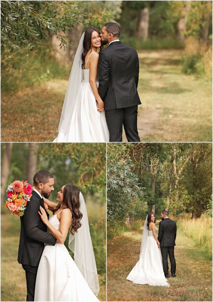 Classy Front Yard Wedding Bride and Groom Portraits