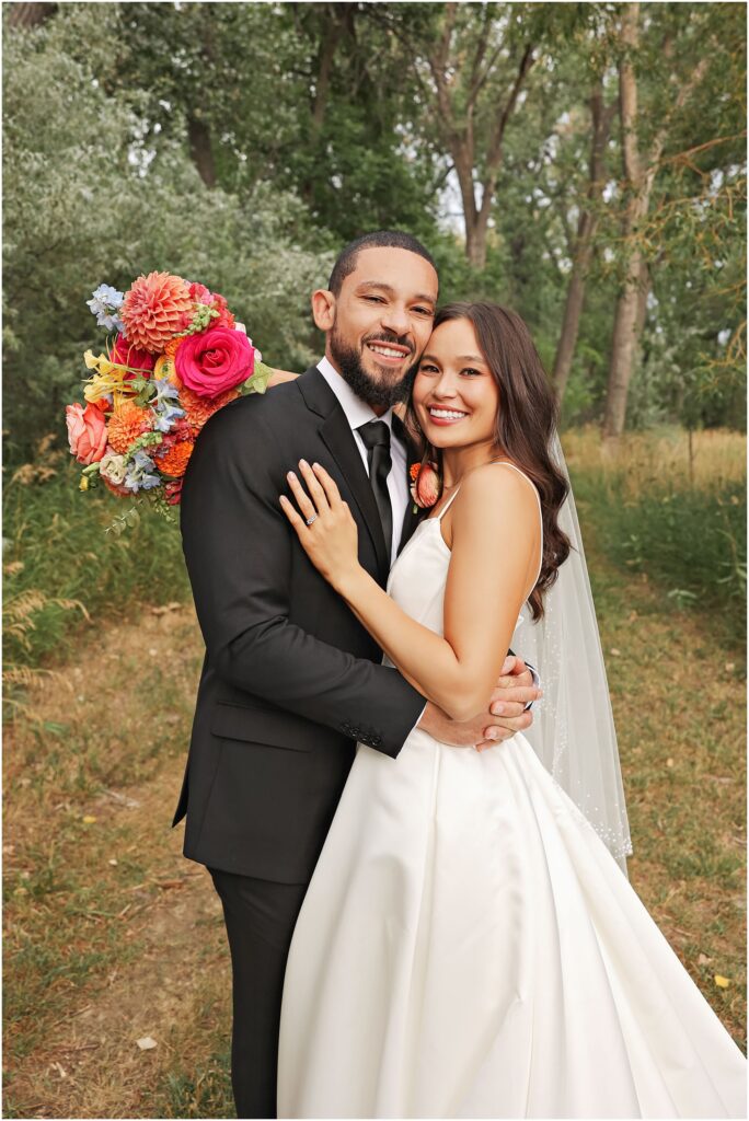 Classy Front Yard Wedding Bride and Groom Portraits