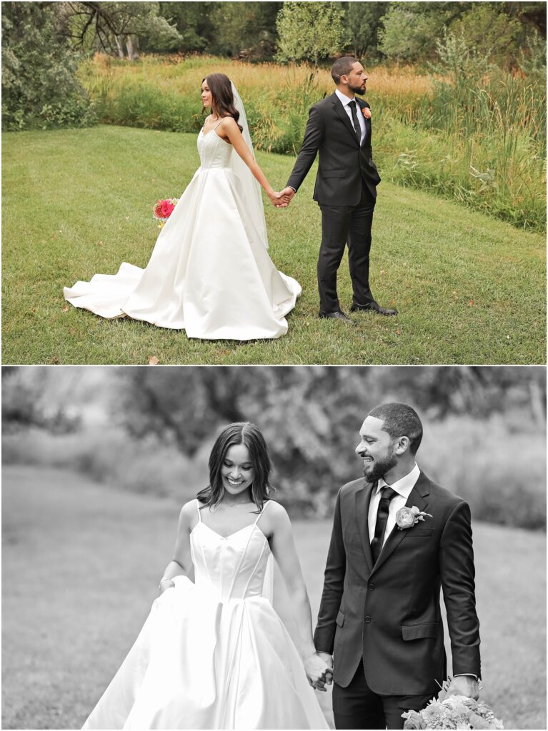 Classy Front Yard Wedding Bride and Groom Portraits