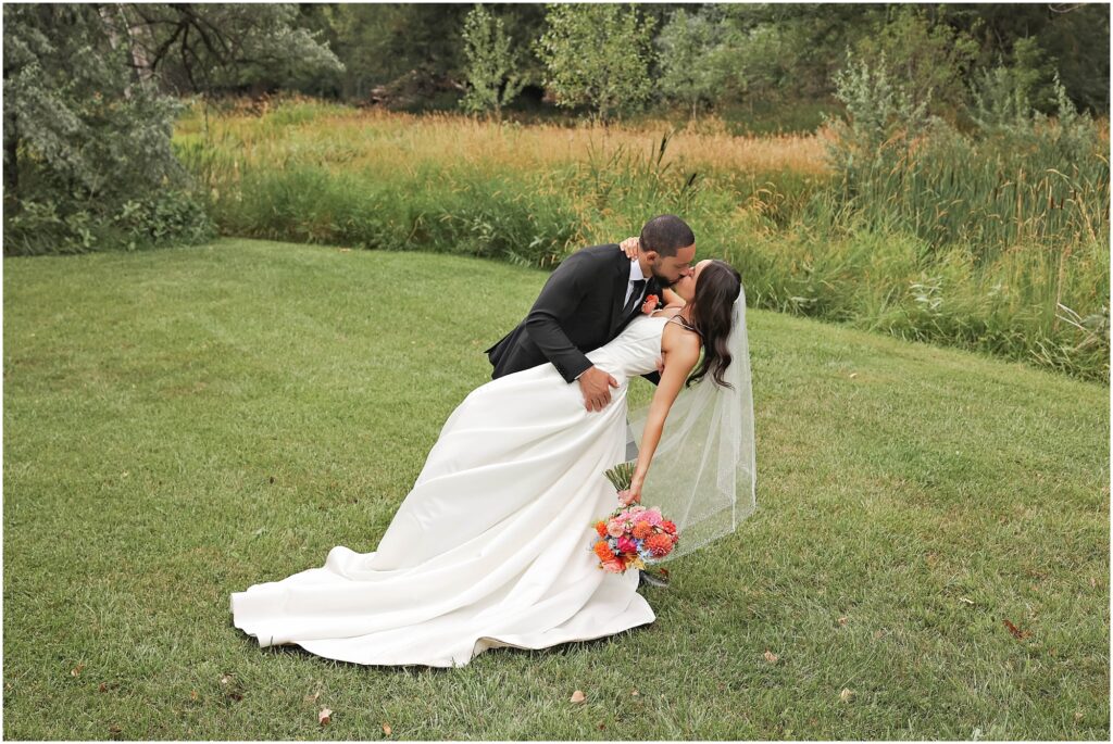 Classy Front Yard Wedding Bride and Groom Portraits