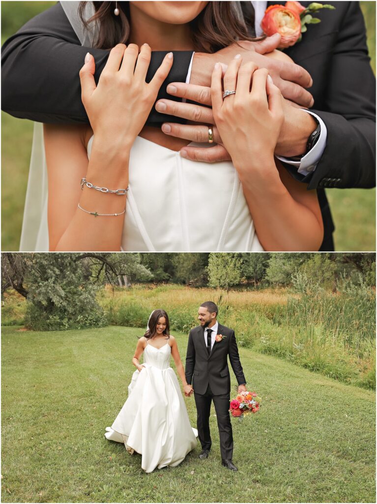 Classy Front Yard Wedding Bride and Groom Portraits