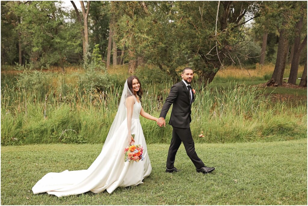 Classy Front Yard Wedding Bride and Groom Portraits