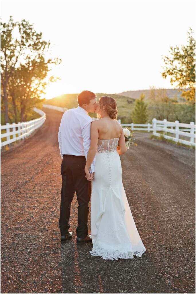 Elegant Montana Wedding at Camelot Ranch Bride and Groom Sunset Photos