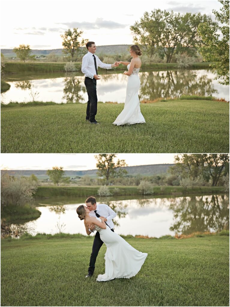 Elegant Montana Wedding at Camelot Ranch Bride and Groom Sunset Photos
