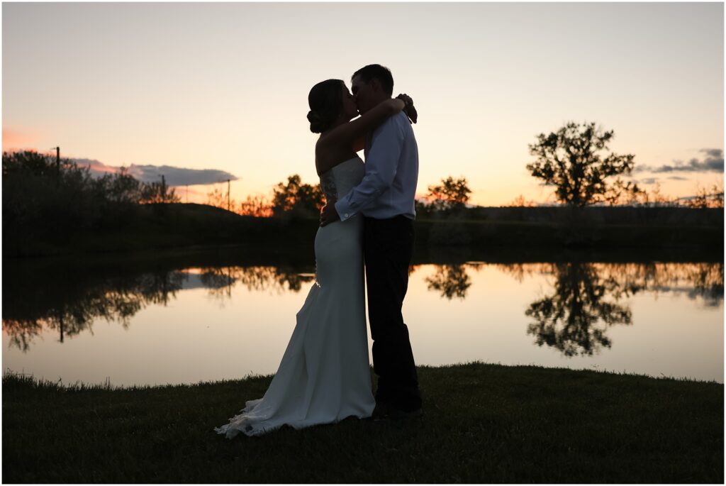 Elegant Montana Wedding at Camelot Ranch Bride and Groom Sunset Photos