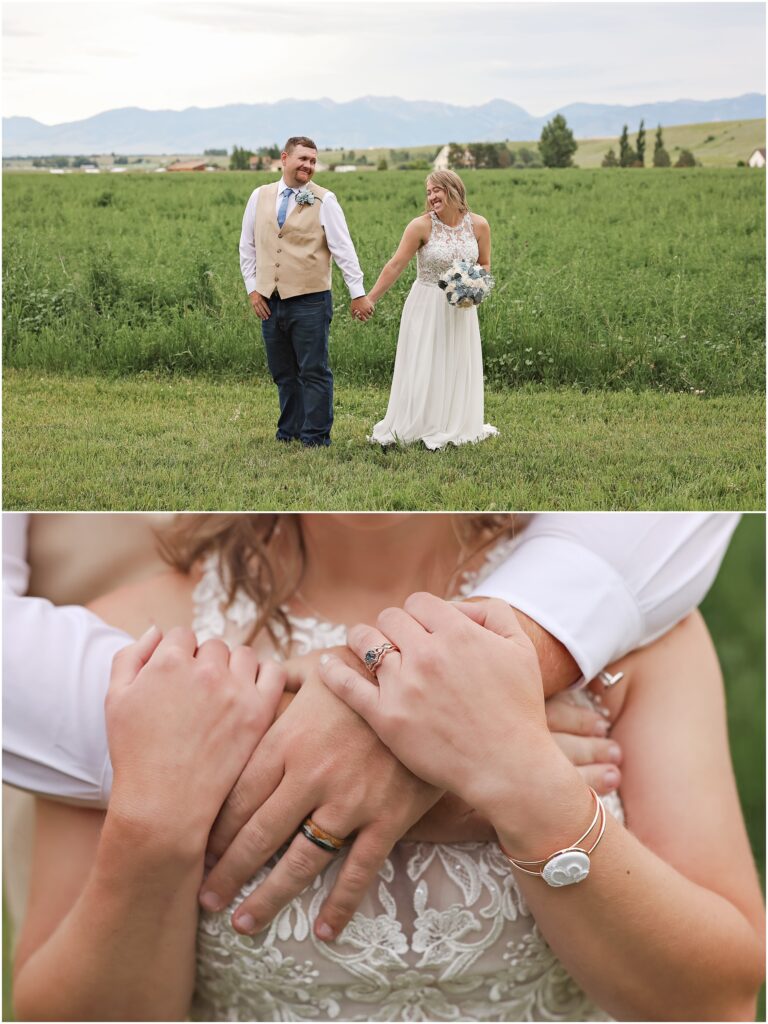 Intimate Bozeman Wedding - Bride & Groom Photos in a Field