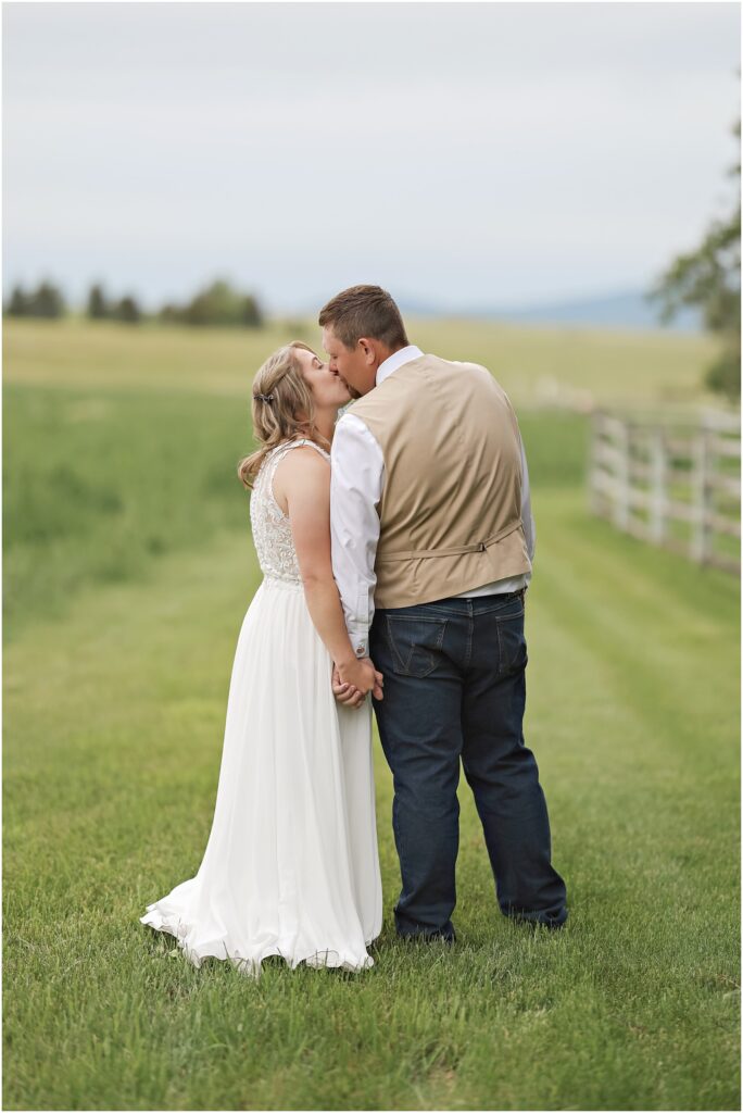 Intimate Bozeman Wedding - Bride & Groom Photos in a Field