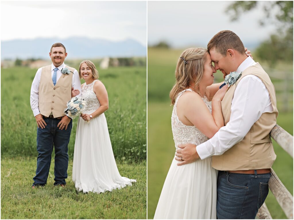 Intimate Bozeman Wedding - Bride & Groom Photos in a Field