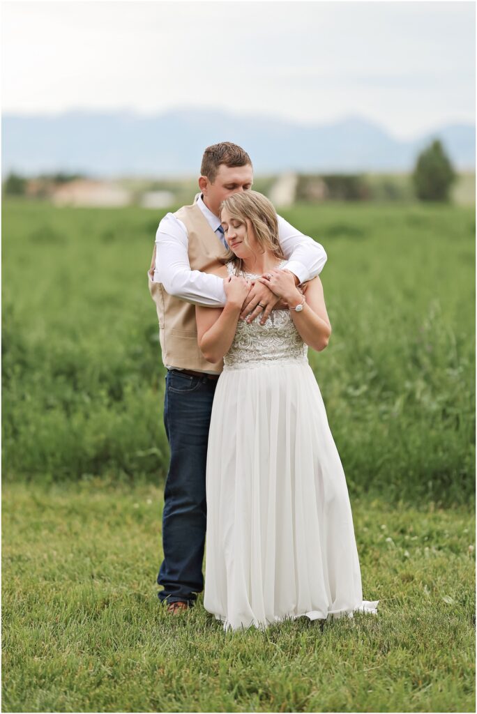 Intimate Bozeman Wedding - Bride & Groom Photos in a Field