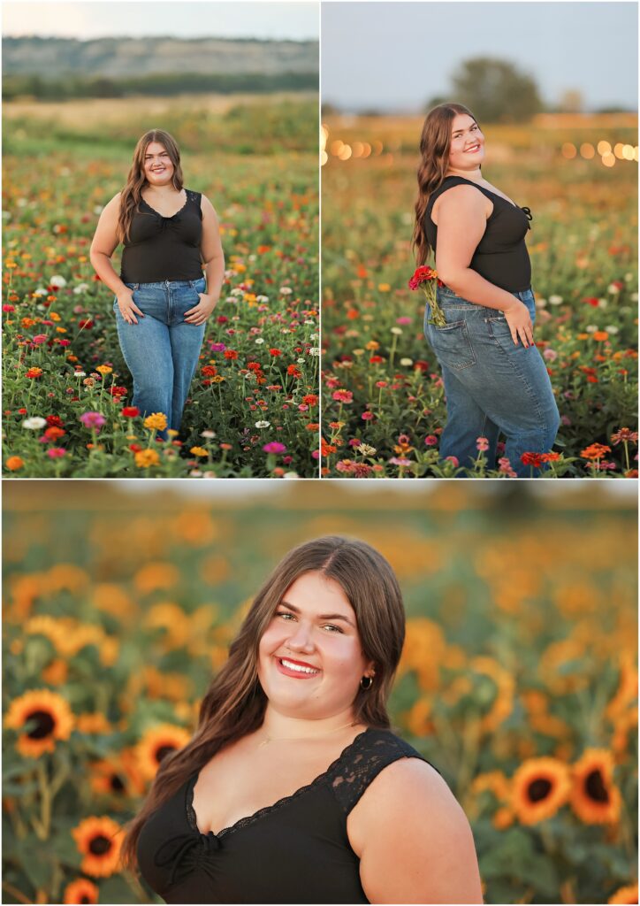 Billings Senior Photographer in a Flower Field