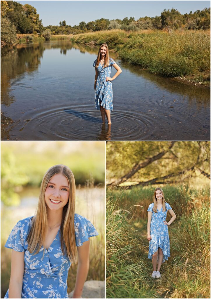 Billings Senior Photographer in the river