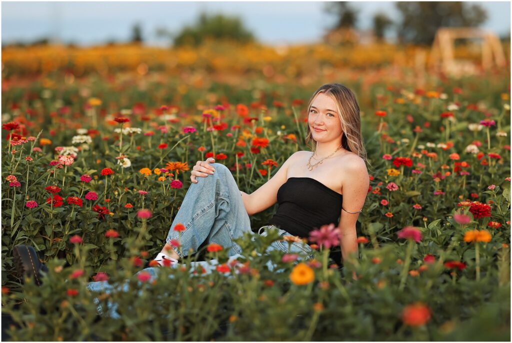 Billings Senior Photographer in a Flower Field