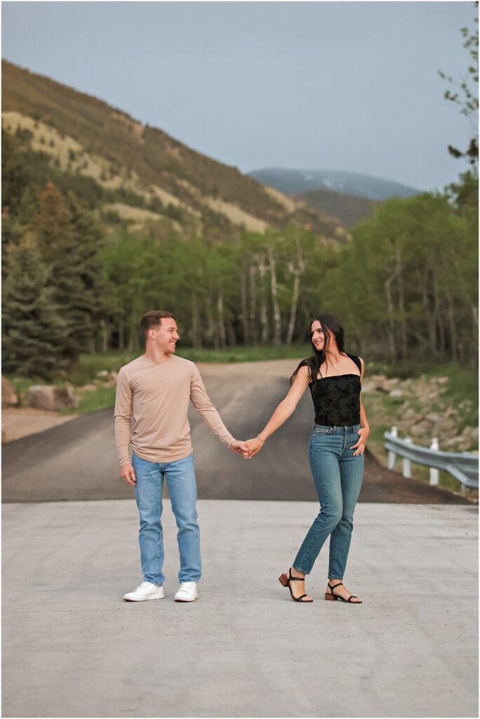 Red Lodge Engagement Photos with Couple in Mountains